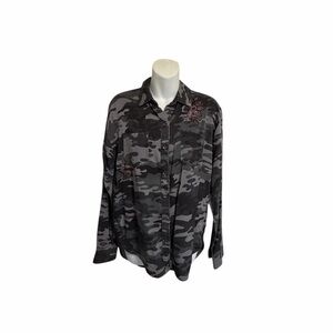 Knox Rose Black Camouflage Floral Shirt Jacket